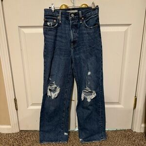 Levis Ribcage Straight Ankle Jeans Womens 26x27 Distressed